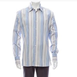 Ted Baker Light Blue Striped Long Sleeve Shirt size XL